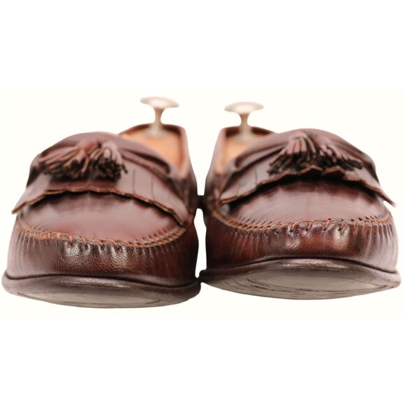 Santoni Italy All Leather Tassel Loafers Brown Moccasins Men's 11.5D Dress Shoes - Picture 10 of 14